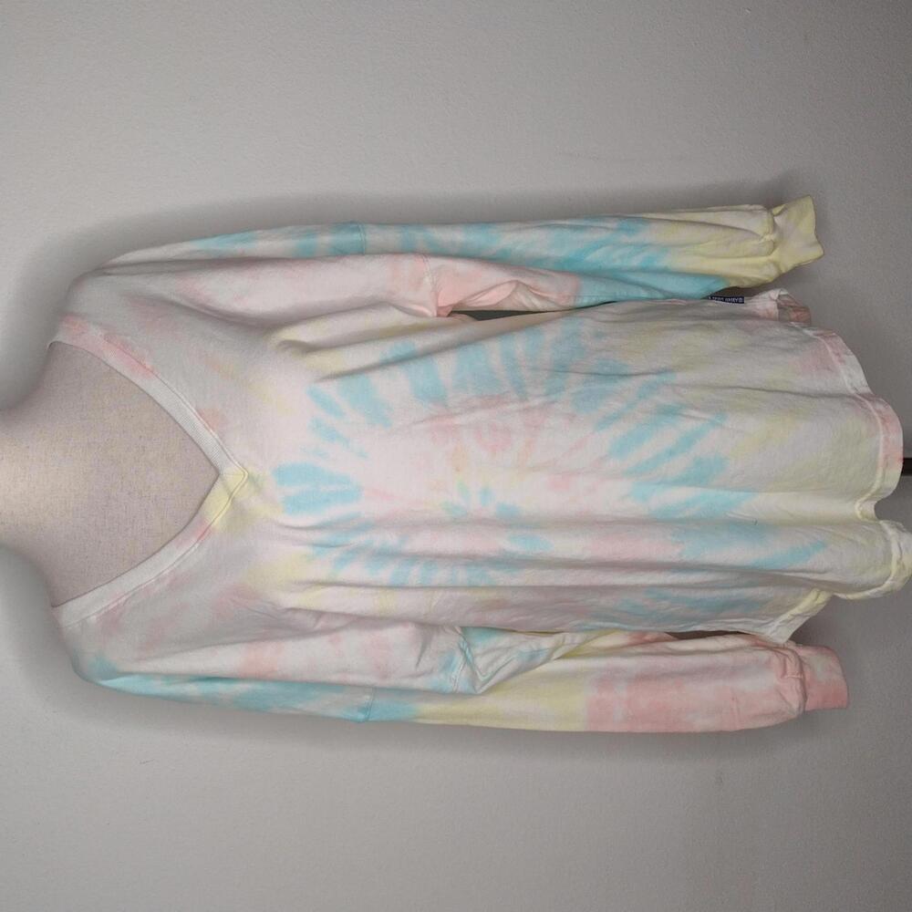 NWOT Spirit Jersey Women's White/Blue/Pink/Tie-Dye Long-Sleeve Shirt Size Small